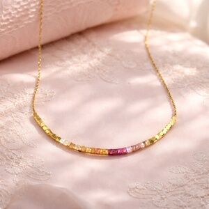 New Ombre Pink & Yellow Sapphire Necklace – 5.5 Carats – 14K Gold Vermeil